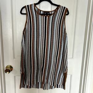 Lane Bryant Stripped Knit Cotton Womens Sleeveless Top Size 14/16 Neutral Color